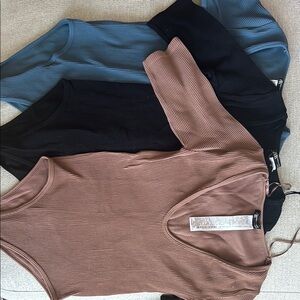 Zara 3-for-1 multicolored 3/4 sleeve bodysuit